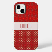 Persoonlijke Rode Argyles en Polka Dots Telefoonta Case-Mate iPhone Case (Achterkant)
