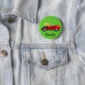 Persoonlijke rode auto en meisje knop ronde button 5,7 cm (In situ)
