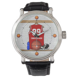 Persoonlijke Rode Basketball Jersey Horloge