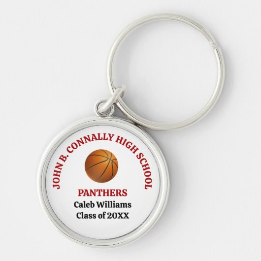 Persoonlijke Rode Basketbalspeler op de Middelbare Sleutelhanger (Voorkant)