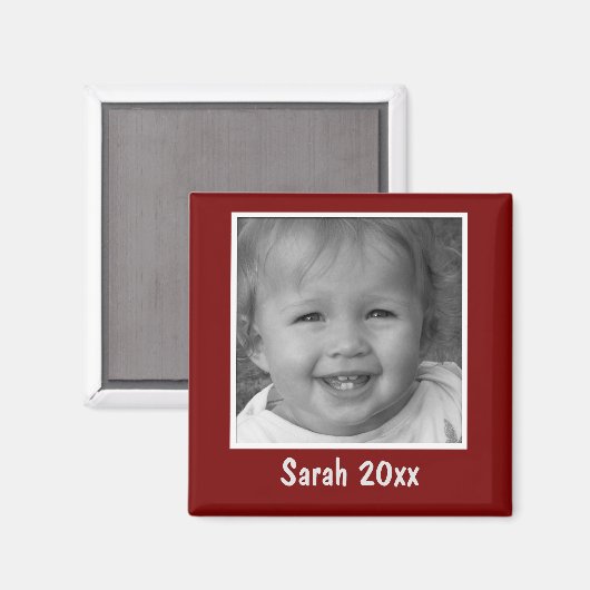Persoonlijke rode begroeting aangepaste foto en te magneet (Voorkant / Achterkant)