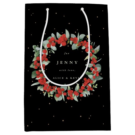 Persoonlijke Rode Bes+Eucalyptus Kerst Medium Cadeauzakje (Voorkant)