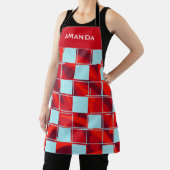 Persoonlijke Rode Blauwe Geplakt Patroonnaam Schort (Insitu)