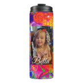 Persoonlijke, rode, blauwe, kleurrijke thermische  thermosbeker (Voorkant)