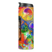 Persoonlijke, rode, blauwe, kleurrijke thermische  thermosbeker (Geroteerd rechts)