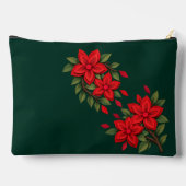 Persoonlijke Rode Bloem Groene Make-uptas Etui (Achterkant)