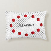 Persoonlijke Rode Bloem Stippen Accent Kussen (Voorkant)