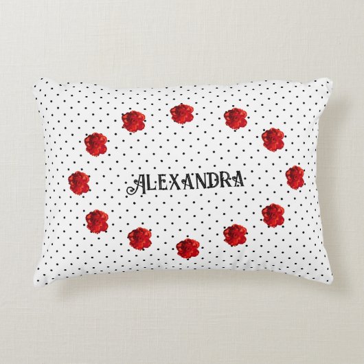 Persoonlijke Rode Bloem Stippen Accent Kussen (Voorkant)