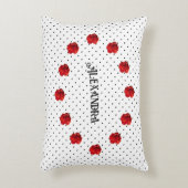 Persoonlijke Rode Bloemige Stippen Accent Kussen (Voorkant(Verticaal))