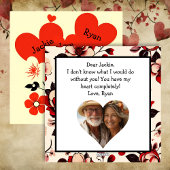 Persoonlijke Rode Bloemige Vintage Valentijnsdag Feestdagenkaart