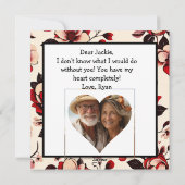 Persoonlijke Rode Bloemige Vintage Valentijnsdag Feestdagenkaart (Achterkant)