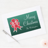 Persoonlijke Rode Bow-Stickers voor kerst Rechthoekige Sticker (Envelop)