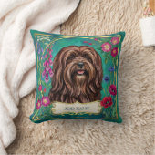 Persoonlijke Rode Bruine Lhasa Apso Bloemenkussen Kussen (Deken)