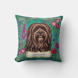 Persoonlijke Rode Bruine Lhasa Apso Bloemenkussen Kussen