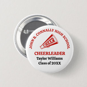 Persoonlijke Rode Cheerleader Hoge School Ronde Button 5,7 Cm