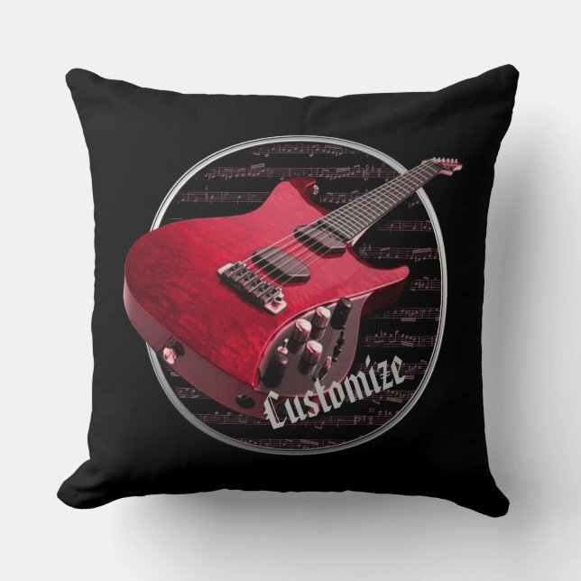 Persoonlijke Rode Elektrische Guitar Pillow Kussen (Voorkant)