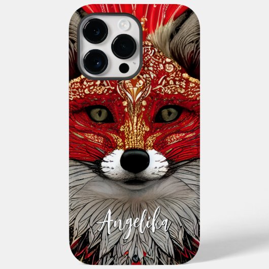 Persoonlijke Rode en Gouden Abstracte Vos Case-Mate iPhone Case (Achterkant)
