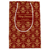 Persoonlijke Rode en Gouden Kerstcadeautas Medium Cadeauzakje (Voorkant)