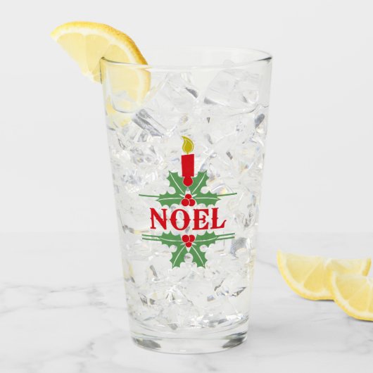 Persoonlijke rode en groene NOEL & kaarskerst Glas (Voorkant ijs)