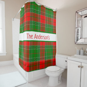 Persoonlijke rode en groene Schotse tartan ruit Douchegordijn