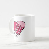 Persoonlijke rode en roze geweven hart Doodle mok (Voorkant links)