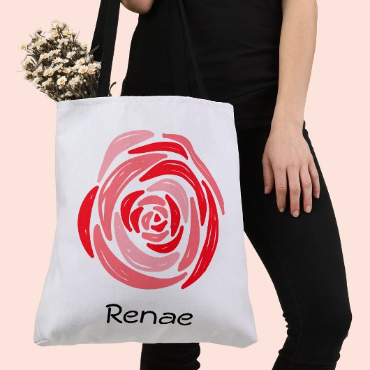 Persoonlijke rode en roze roze Canvas tas
