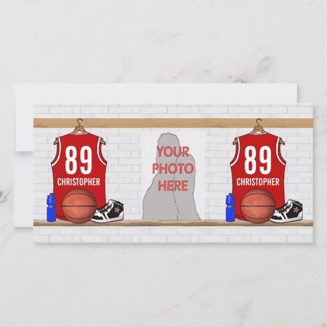 Persoonlijke Rode en Witte Basketball Jersey (Voorkant)