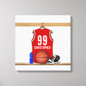 Persoonlijke Rode en Witte Basketball Jersey Canvas Afdruk (Voorkant)