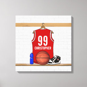 Persoonlijke Rode en Witte Basketball Jersey Canvas Afdruk