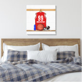 Persoonlijke Rode en Witte Basketball Jersey Canvas Afdruk (Insitu (Slaapkamer))