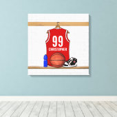 Persoonlijke Rode en Witte Basketball Jersey Canvas Afdruk (Insitu (Houten vloer))