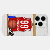 Persoonlijke Rode en Witte Basketball Jersey Case-Mate iPhone Case (Achterkant (horizontaal))