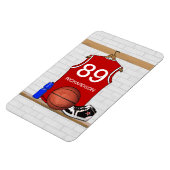 Persoonlijke Rode en Witte Basketball Jersey Magneet (Linkerzijde)