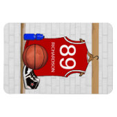 Persoonlijke Rode en Witte Basketball Jersey Magneet (Horizontaal)