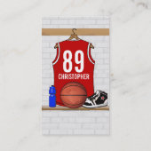 Persoonlijke Rode en Witte Basketball Jersey Visitekaartje (Achterkant)