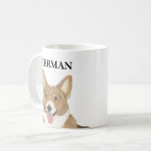Persoonlijke Rode en Witte Corgi Beverage Coaster Koffiemok (Voorkant links)
