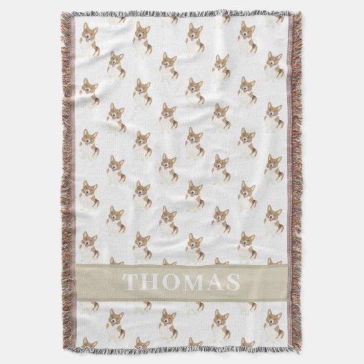 Persoonlijke rode en witte Corgi Deken (Voorkant Verticaal)
