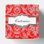 Persoonlijke Rode en Witte Damask Heart Favor Box Bedankdoosjes (Bovenkant)