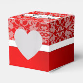Persoonlijke Rode en Witte Damask Heart Favor Box Bedankdoosjes (Voorkant Zijde)