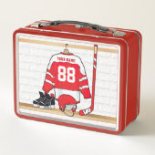 Persoonlijke Rode en Witte Ice Hockey Jersey (Achterkant)