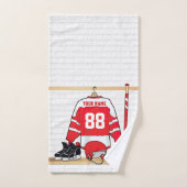 Persoonlijke Rode en Witte Ice Hockey Jersey Bad Handdoek (Handdoek)