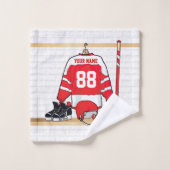 Persoonlijke Rode en Witte Ice Hockey Jersey Bad Handdoek (Wasdoekje)