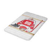 Persoonlijke Rode en Witte Ice Hockey Jersey Badmat (Gekanteld)