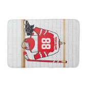 Persoonlijke Rode en Witte Ice Hockey Jersey Badmat (Voorkant)