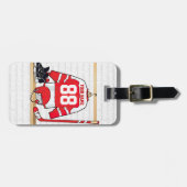 Persoonlijke Rode en Witte Ice Hockey Jersey Bagagelabel (Voorkant horizontaal)