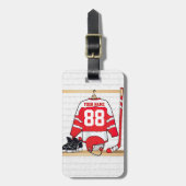 Persoonlijke Rode en Witte Ice Hockey Jersey Bagagelabel (Voorkant verticaal)