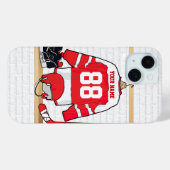Persoonlijke Rode en Witte Ice Hockey Jersey Case-Mate iPhone Case (Achterkant (horizontaal))