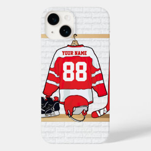 Persoonlijke Rode en Witte Ice Hockey Jersey Case-Mate iPhone Case