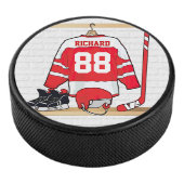 Persoonlijke Rode en Witte Ice Hockey Jersey Hockey Puck (3/4)