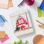 Persoonlijke Rode en Witte Ice Hockey Jersey iPad Cover<br><div class="desc">Een uniek en leuk sportdesign met een persoonlijke ijshockeytrui die in een kleedkamer met een helm, ijs en een hockeystick hangt. De truc kan volledig gepersonaliseerd zijn met het nummer en de naam van je keuze om een geweldig cadeau te doen voor elke ijshockeyfan, ijshockeycoach of ijshockeyspeler. Andere kleuren beschikbaar...</div>